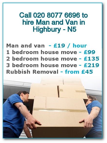 Man & Van Prices for London, Highbury