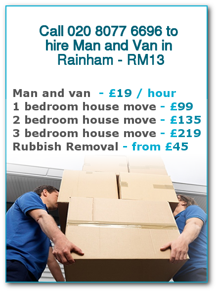 Man & Van Prices for London, Rainham